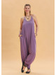 Lilac Bohemian Jumpsuit with Elasticated Legs and Tied Neck 4486